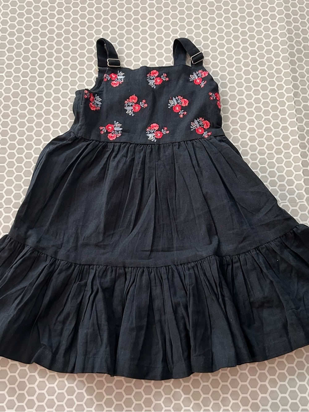 UTSA Girls Navy Floral Embroidered Sundress. Size 2